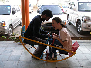 Caspar & Sandeep being kids at the Punjabi Dhaba on the way to Vijawada