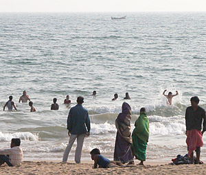 Family in the water